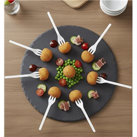 Mini fork Plastic Appetizer White 100 mm (1000 Units)