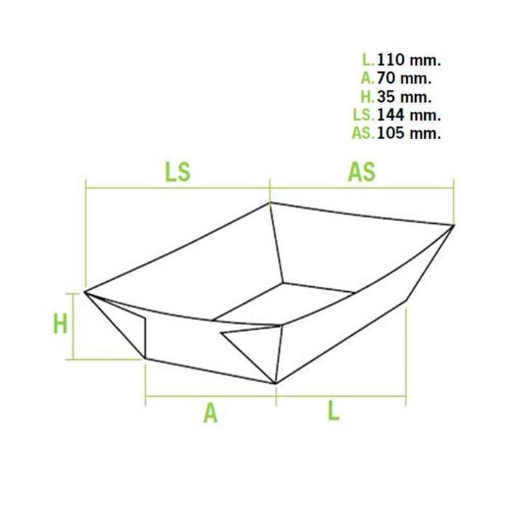 Paper Food Boat Tray 300ml 11,0x7,0x3,5cm (1000 Units)