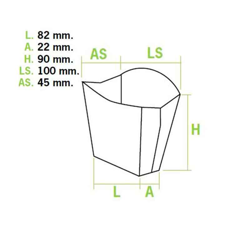Paper French Fries Scoop Container Small size 8,2x2,2x9cm (25 Units)