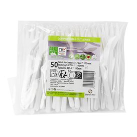 Plastic CPLA Appetizer Mini fork White 100 mm (1000 Units)