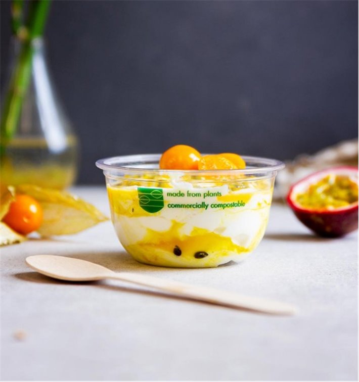 Transparent PLA tub Series 96 Ø9.6cm 320ml for yogurt, salads and cold desserts