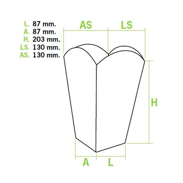 Paper Popcorn Box Large Size 150gr 8,7x13x20,3cm (250 Units)