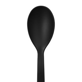 Black CPLA Plastic Appetizer Small spoon 10 cm (50 Units)