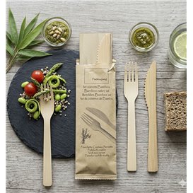 Bamboo Cutlery set Fork, Knife and Napkin 17cm (24 Units)