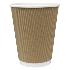 Ripple Wall Kraft Paper Cup Double Wall 12Oz/360ml Ø9,0cm (25 Units)
