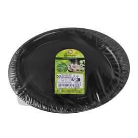 Reusable Rigid Plate PP Flat Black "Cocktail" 18,5 cm (500 Units)