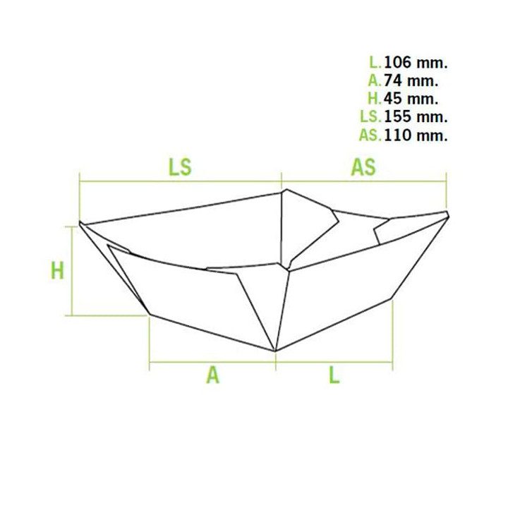 Paper Food Boat Tray 350ml 10,6x7,3x4,5cm (1000 Units)