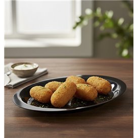 Reusable Rigid Plate PP Flat Black "Cocktail" 18,5 cm (50 Units)