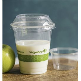 Flat Dome Lid for Compostable PLA Tub "Bella pot" Transparent Ø9,6cm (50 Units)