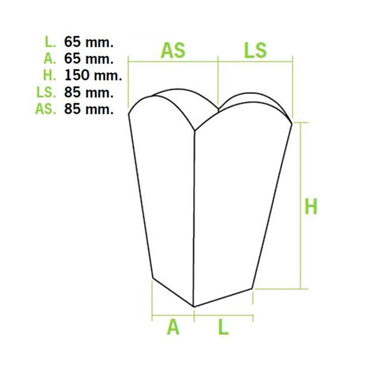 Paper Popcorn Box Small Size White 45gr 6,5x8,5x15cm (700 Units)