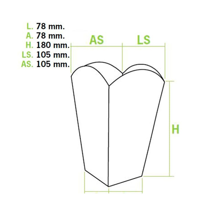 Paper Popcorn Box Medium Size White 90gr 7,8x10,5x18cm (25 Units) 