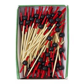 Black and Red Decorated Bamboo Skewer 7cm (100 Units)