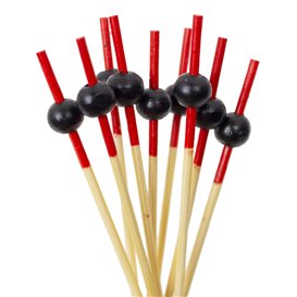 Black and Red Decorated Bamboo Skewer 7cm (100 Units)