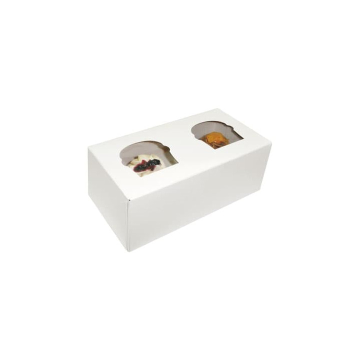 Paper Cupcake Box 2 Slots White 19,5x10x7,5cm (160 Units)