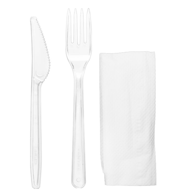 Reusable PS Cutlery Set Fork, Knife and Napkin (500 Units)