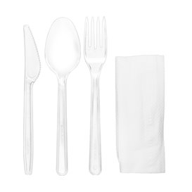 Reusable PS Cutlery Set Fork, Knife, Spoon and Napkin (25 Units)