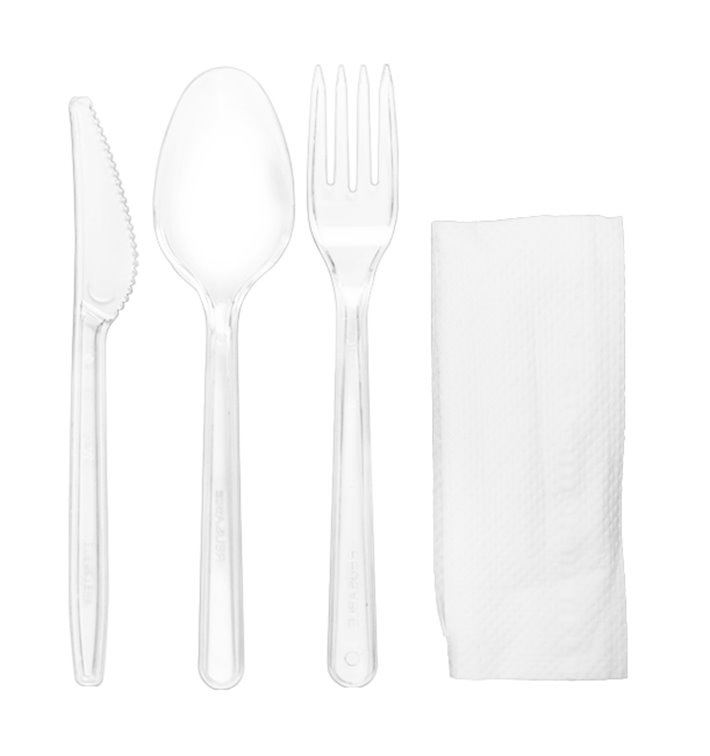 Reusable PS Cutlery Set Fork, Knife, Spoon and Napkin (500 Units)