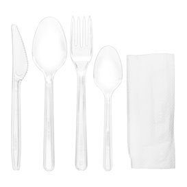 Reusable PS Cutlery Set Fork, Knife, Spoon, Teaspoon and Napkin (500 Units)