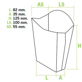 Paper French Fries Scoop Container Medium size 8,2x3,5x12,5cm (500 Units)