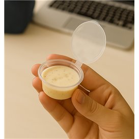 Round PP Sauce Container with Hinged Lid 30ml  (50 Units)