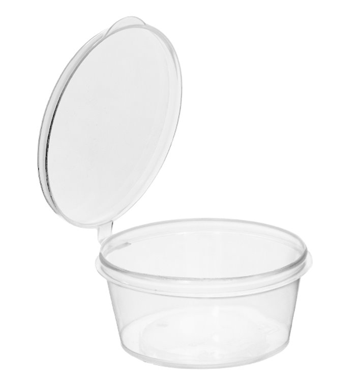 Round PP Sauce Container with Hinged Lid 30ml  (50 Units)