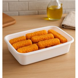 White Rectangular PP Container 500ml 17,4x11,6x4,3cm (500 Units)