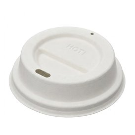 White Wood Fiber Travel Lid with Hole Ø9,4cm (50 Units)