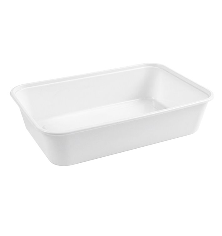 White Rectangular PP Plastic Container 500ml 17,3x11,9x3,9cm (50 Units)