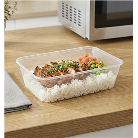 Transparent PP Plastic Rectangular Container 650ml 17,3x11,9x5,1cm (50 Units)