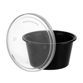 Black PP Sauce Container with Lid 4Oz/120ml (1000 Units)