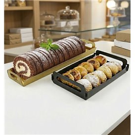 Paper Tray with Handles Rectangular shape Black 12x19 cm (10 Units) 