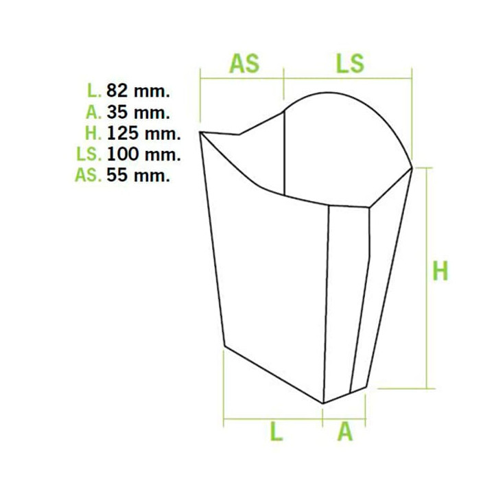 Paper French Fries Scoop Container Medium size 8,2x3,5x12,5cm (25 Units)