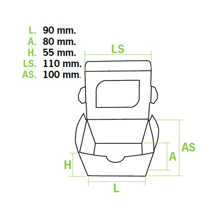 Paper Take-out Container "Premium" 11x10x5,5cm 400ml (500 Units)