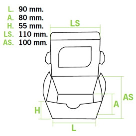 Paper Take-out Container "Premium" 11x10x5,5cm 400ml (10 Units) 