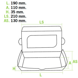 Paper Take-out Container "Premium" 21x13x3,5cm 730ml (300 Units)