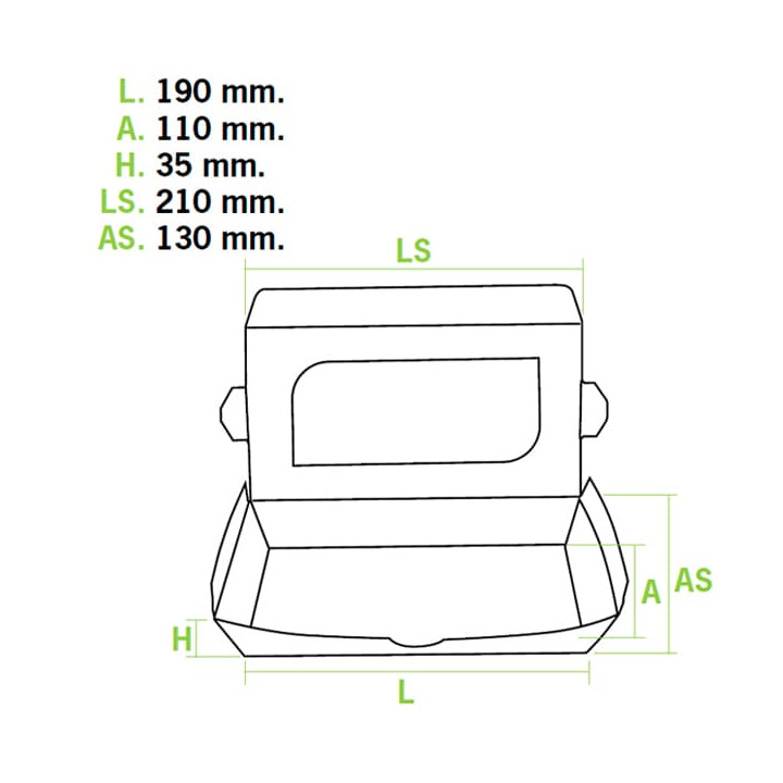Paper Take-out Container "Premium" 21x13x3,5cm 730ml (25 Units)