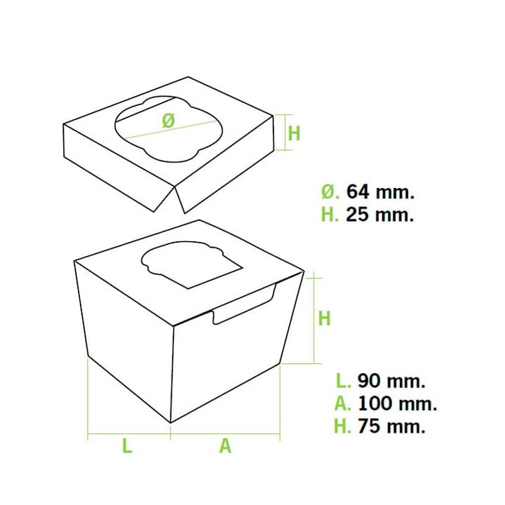Paper Cupcake Box 1 Slot 11x10x7,5cm (200 Units)