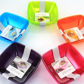 Plastic Bowl PS Crystal Hard Eggplant 480ml 14x14cm (4 Units) 