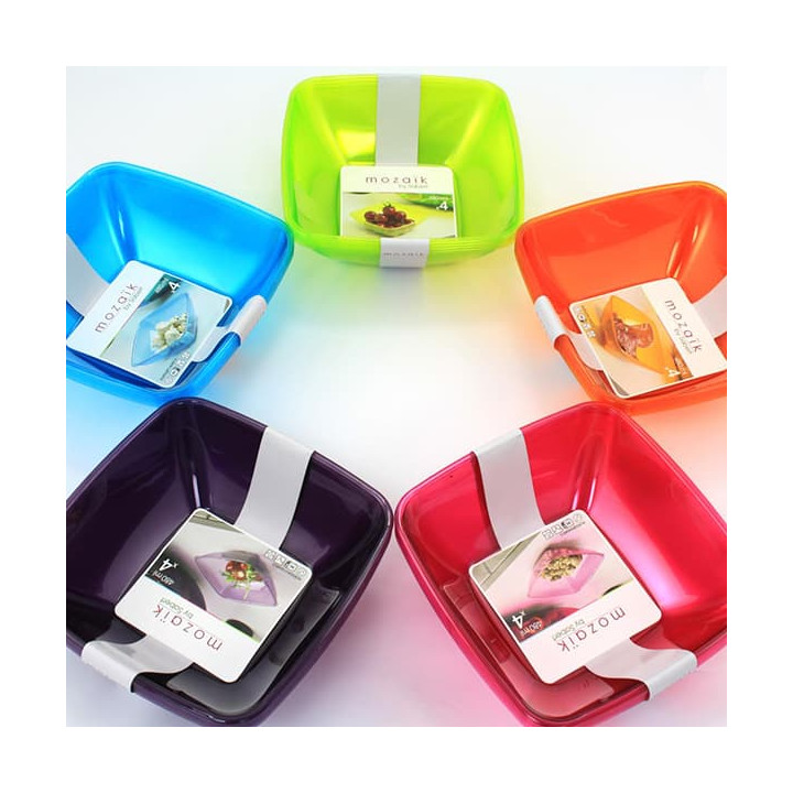 Plastic Bowl PS Crystal Hard Turquoise 480ml 14x14cm (4 Units) 