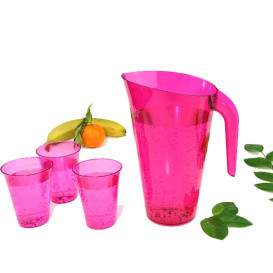 Plastic Jar PS Reusable Raspberry 1.500 ml (20 Units)
