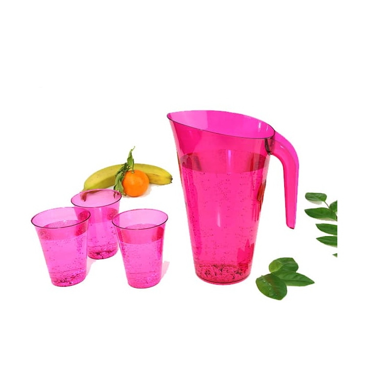 Plastic Jar PS Reusable Raspberry 1.500 ml (20 Units)
