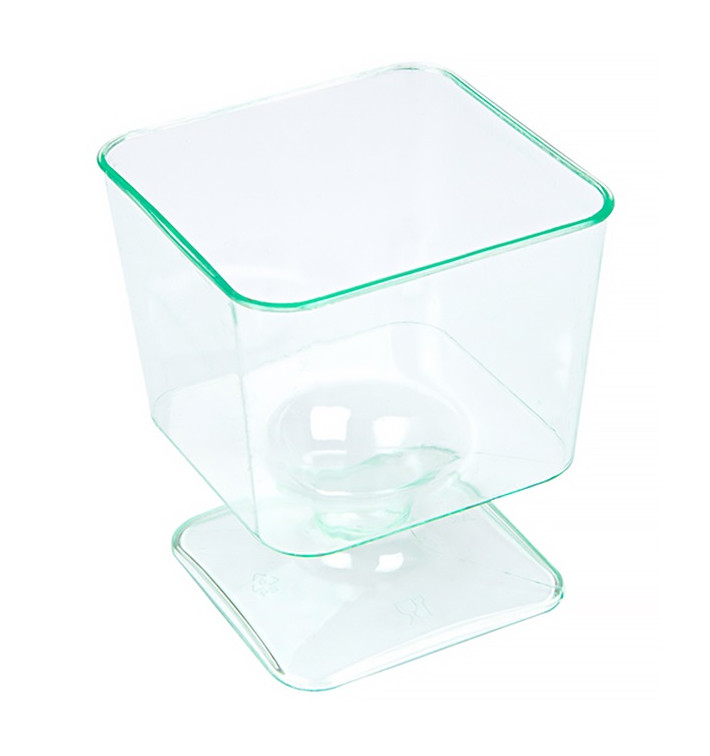 Plastic Glass Square shape Water Green 60 ml 