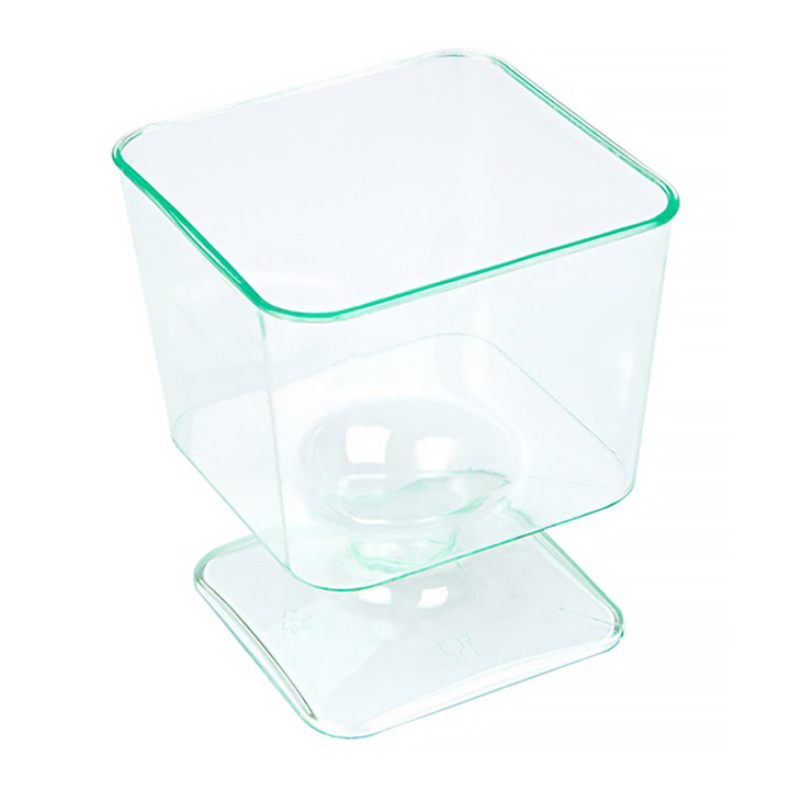 Plastic Glass Square shape Water Green 60 ml 