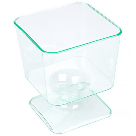 Plastic Glass Square shape Water Green 60 ml 
