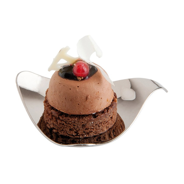 Plastic Tasting Plate PS with Handle Silver 8x1,9cm 