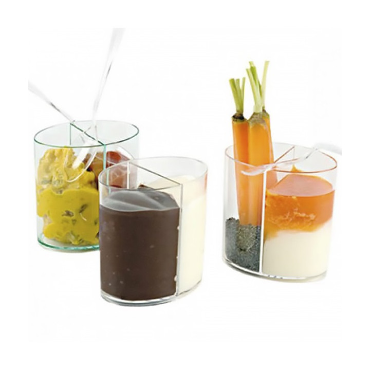 Plastic Tasting Cup PS 2 Compartments Clear 60ml (100 Units)  