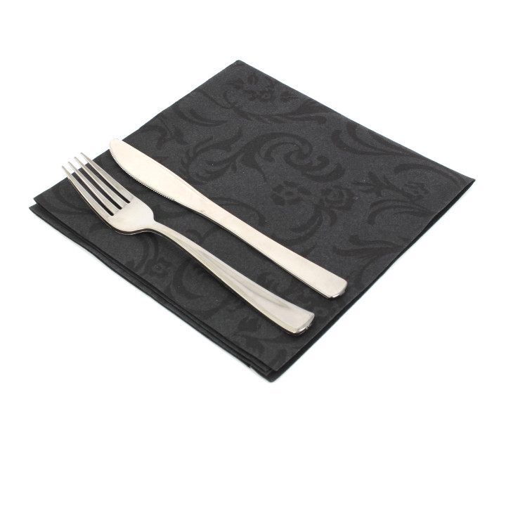 Airlaid Napkins "Damascato" Black 40x40cm 