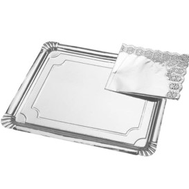 Paper Tray Rectangular shape Silver 18x24cm (100 Units)  