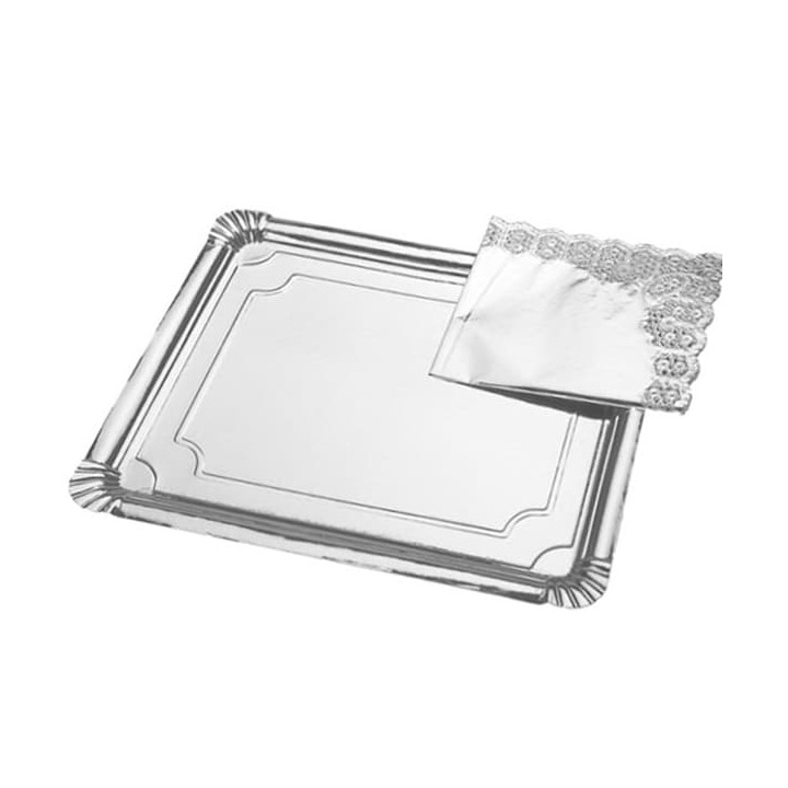 Paper Tray Rectangular shape Silver 18x24cm (100 Units)  