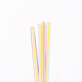 Plastic Straw for Frappé PS Straight Striped Ø0,6cm 20cm (1000 Units)